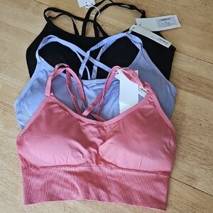 Women's Sports Bra Set - Pink, Purple, Black